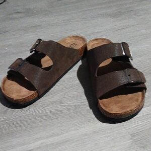 Marco Ferrara Men's Brown Bona -2 Double Strap Slides Sandals Sz 12 NWOT